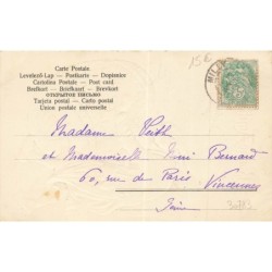 n°30783 - Carte Gaufrée - Pâques - Lapin en redingote poussant un oeuf décoré - Bonne Amitié