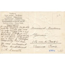 n°30787 - Carte Gaufrée - Bonne Année - Enfant et Trèfles porte-bonheur sur calendrier du 1er Janvier