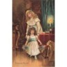 n°30791 - Carte Gaufrée - Heureuse Année - Deux fillettes aux paniers de fleurs