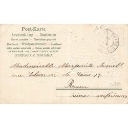 n°30793 - Carte Gaufrée - Fillette sous un champignon et trèfles porte-bonheur - Bonne et heureuse année