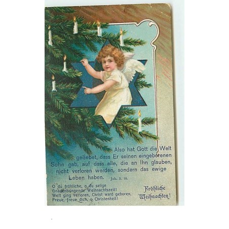 n°14076 - Clapsaddle - Fröhliche Weihnachten - Ange allumant les bougies d'un sapin