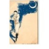 n°14120 - Pierrot pensant sous la lune
