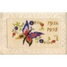 n°14151 - Carte Brodée - 1914-1915 - Papillon avec des drapeaux sur les ailes