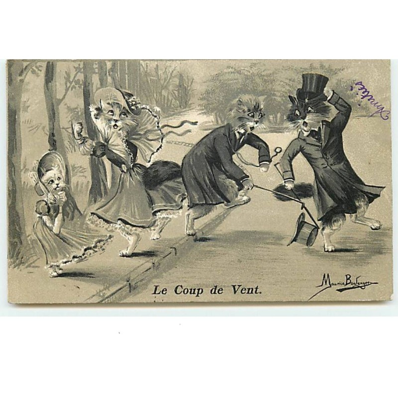 n°14162 - Maurice Boulanger - Le Coup de Vent - Chats habillés
