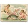 n°14165 - Carte Gaufrée - Clapsaddle - 1er Avril - Du gai Printemps Avril annonce le retour ... mon amour