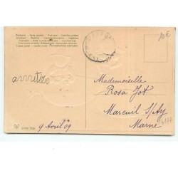 n°14177 - Carte Gaufrée - Enfants mangeant un gros oeuf dur