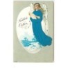 n°14179 - Carte Gaufrée - Fröhliche Ostern - Ange gardien avec vêtement tissu