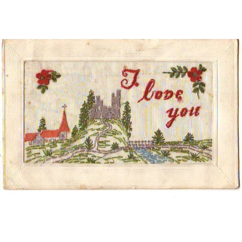 n°14201 - Carte Brodée - I Love You - Paysage