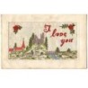 n°14201 - Carte Brodée - I Love You - Paysage