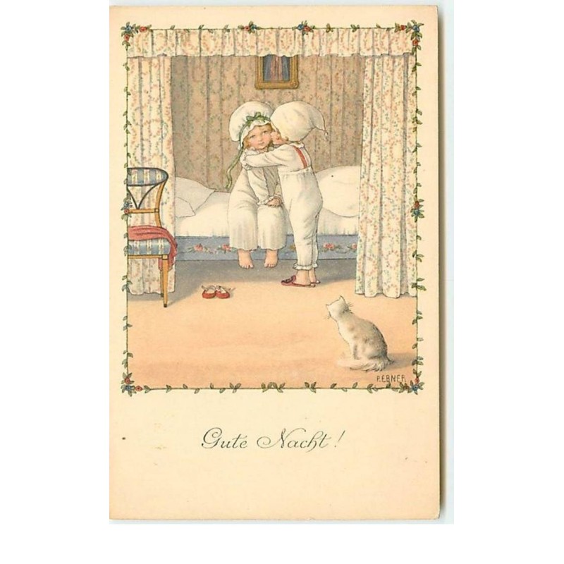 n°14215 - P. Ebner - MM Vienne n°1158 - Gute Nacht - Garçon disant bonne nuit à une fillette