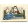 n°14246 - Chats sur un banc