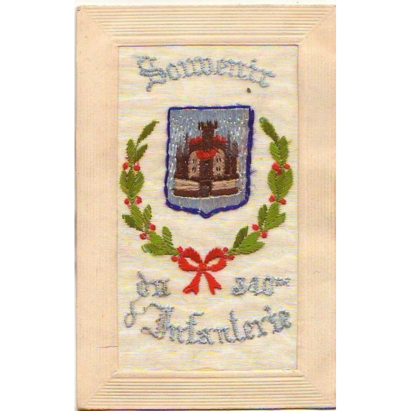 n°14252 - Carte Brodée - Souvenir du 340ème d'Infanterie - Blason de Verdun