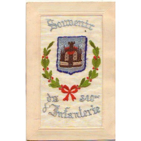 n°14252 - Carte Brodée - Souvenir du 340ème d'Infanterie - Blason de Verdun