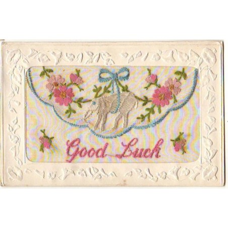 n°14253 - Carte Brodée - Good Luck - Eléphant Blanc