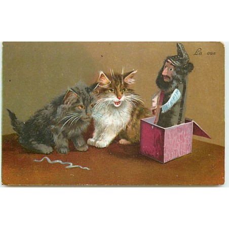 n°14268 - Maurice Boulanger - La Vue - Chats regardant une marionnette sortant d'une boite