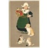 n°14295 - Flatscher -  Fillette regardant ses chatons jouant avec une pelote de laine - chat