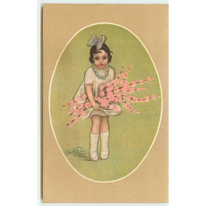 n°14371 - Zandrino - Fillette avec des fleurs dans les bras
