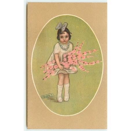 n°14371 - Zandrino - Fillette avec des fleurs dans les bras
