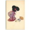n°14377 - Fillette Japonaise et petit ours en peluche regardant une poupée cassée - Teddy Bear