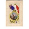 n°14501 - Carte Brodée - Photo d'un soldat dans un médaillon - Drapeau français