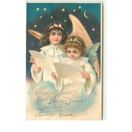 n°14532 - Herzlichen Glückwunsch zum Neuen Jahre - Anges chantant la nuit
