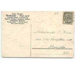 n°14585 - Carte Gaufrée - Bonne Année - Anges trinquant autour d'une pendule