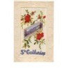 n°14612 - Carte Brodée - Ste Catherine - Roses et paysage