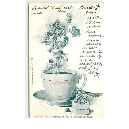 n°14627 - Bébés au-dessus d'une tasse de café