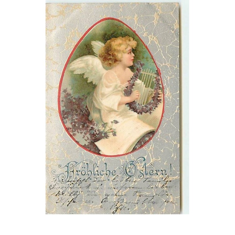 n°14633 - Clapsaddle - Fröhliche Ostern - Ange avec une lyre