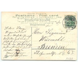 n°14641 - Carte Gaufrée - Fröhliche Pfingsten - Couple saluant un train au départ