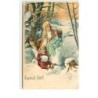 n°14644 - Carte Gaufrée - Joyeux Noël - Anges avec un ange gardien dans la forêt avec une biche
