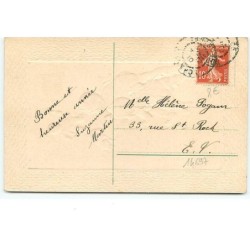 n°14697 - Carte Gaufrée - Bonne Année - Enfants voulant attraper des cochons