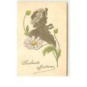 n°14730 - Carte Gaufrée - Art Nouveau - Souhaits Affectueux - Profil d'une femme portant une couronne de fleurs