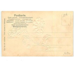 n°14730 - Carte Gaufrée - Art Nouveau - Souhaits Affectueux - Profil d'une femme portant une couronne de fleurs