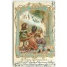 n°14750 - Fröhliche Weihnachten - Enfants regardant des cadeaux sortir de la cheminée