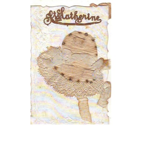 n°14751 - Sainte-Catherine - Bonnet avec des strasses - Carte Gaufrée