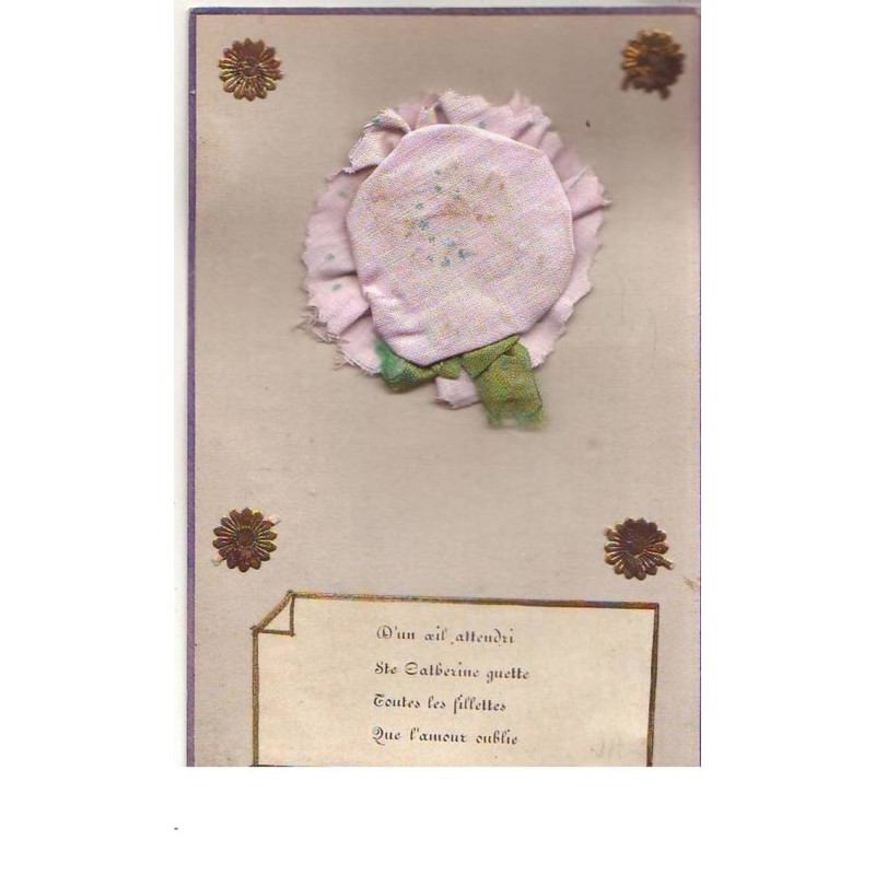 n°14759 - D'un oeil attendri ... Que l'amour oublie - Bonnet en tissu rose pâle et tuban vert