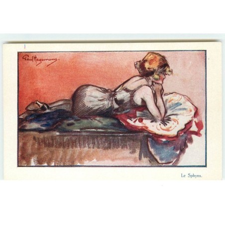 n°14769 - Paul Hagemans - Le Sphynx - Jeune femme de dos allongée sur un divan