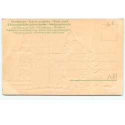 n°14787 - Carte Gaufrée - Joyeux Noël -Père Noël se cachant sur le côté d'une maison