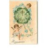 n°14789 - Carte Gaufrée - Bonne Année - Angelots décorant une pendule