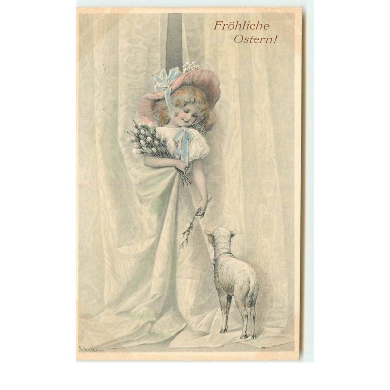 n°14794 - MM Vienne n°188 - Fröhliche Ostern - Jeune fille avec un mouton