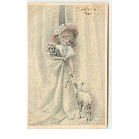 n°14794 - MM Vienne n°188 - Fröhliche Ostern - Jeune fille avec un mouton