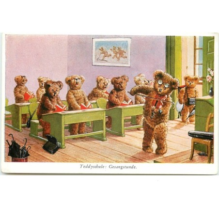 n°14796 - Arthur Thiele - Teddyschule : Gesangstunde - Teddy Bear - violon