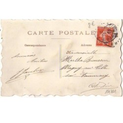 n°14801 - Sainte-Catherine - Bonnet en tissu blanc et ruban rose