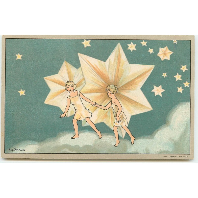 n°14821 - Bep Jordens - Deux anges marchant sur des nuages