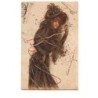 n°14828 - Jeune femme sous des confettis et du ruban de papier