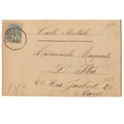 n°14828 - Jeune femme sous des confettis et du ruban de papier