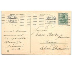 n°14845 - Carte Gaufrée - Fröhliche Weihnachten - Fillette portant un panier rempli de pomme tenant un chien en laisse