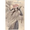 n°14860 - Sainte Catherine - Dessin d'une femme portant un bonnet rose - M.M. Vienne n°355