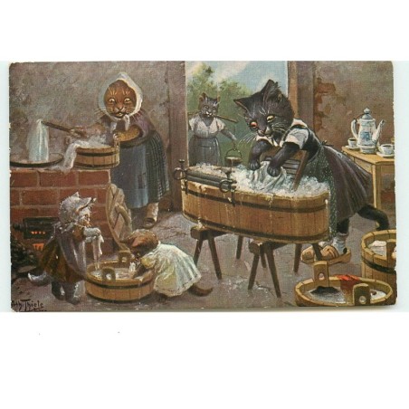 n°14863 - Arthur Thiele - Chats faisant la lessive